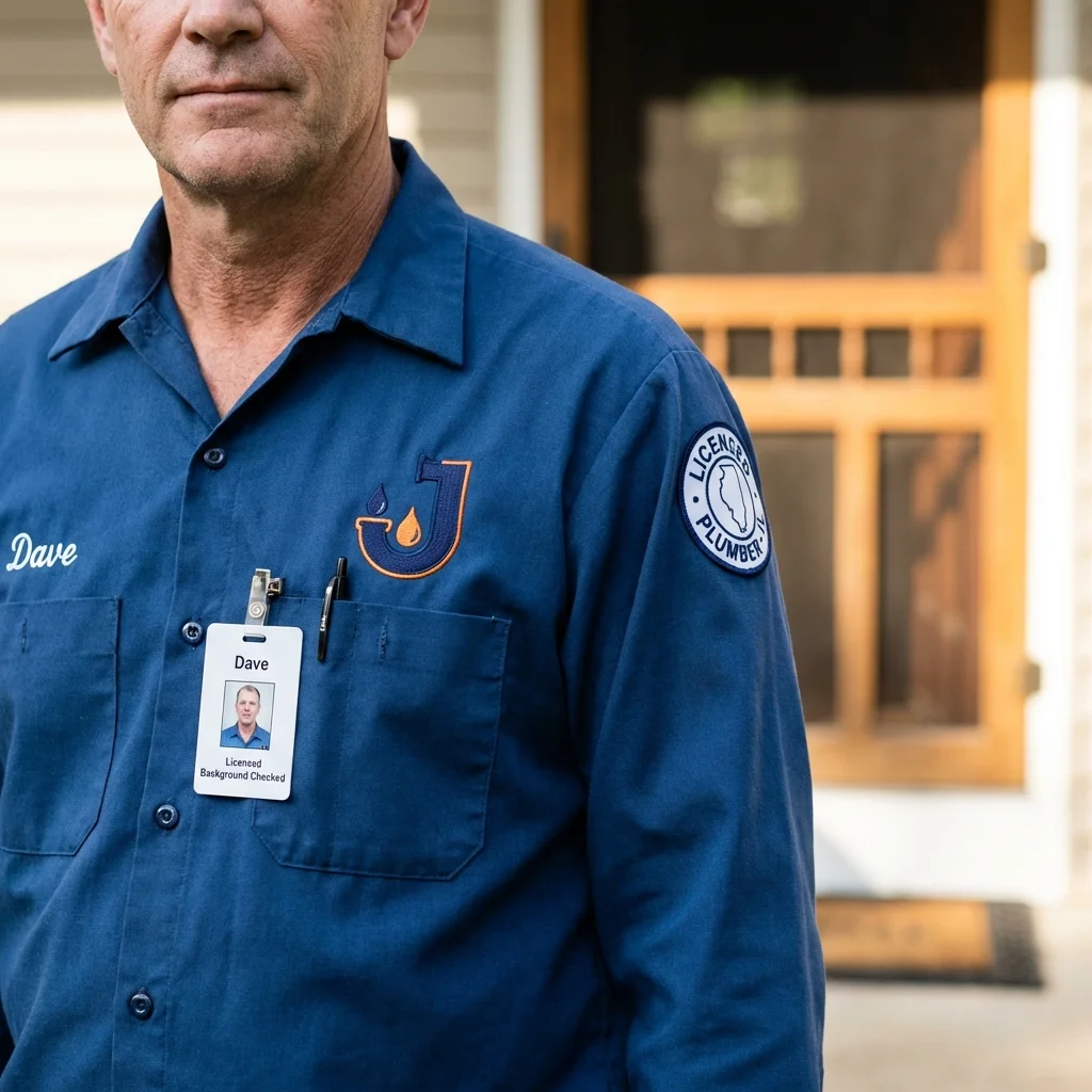Licensed plumber showing ID badge in Richland, GA