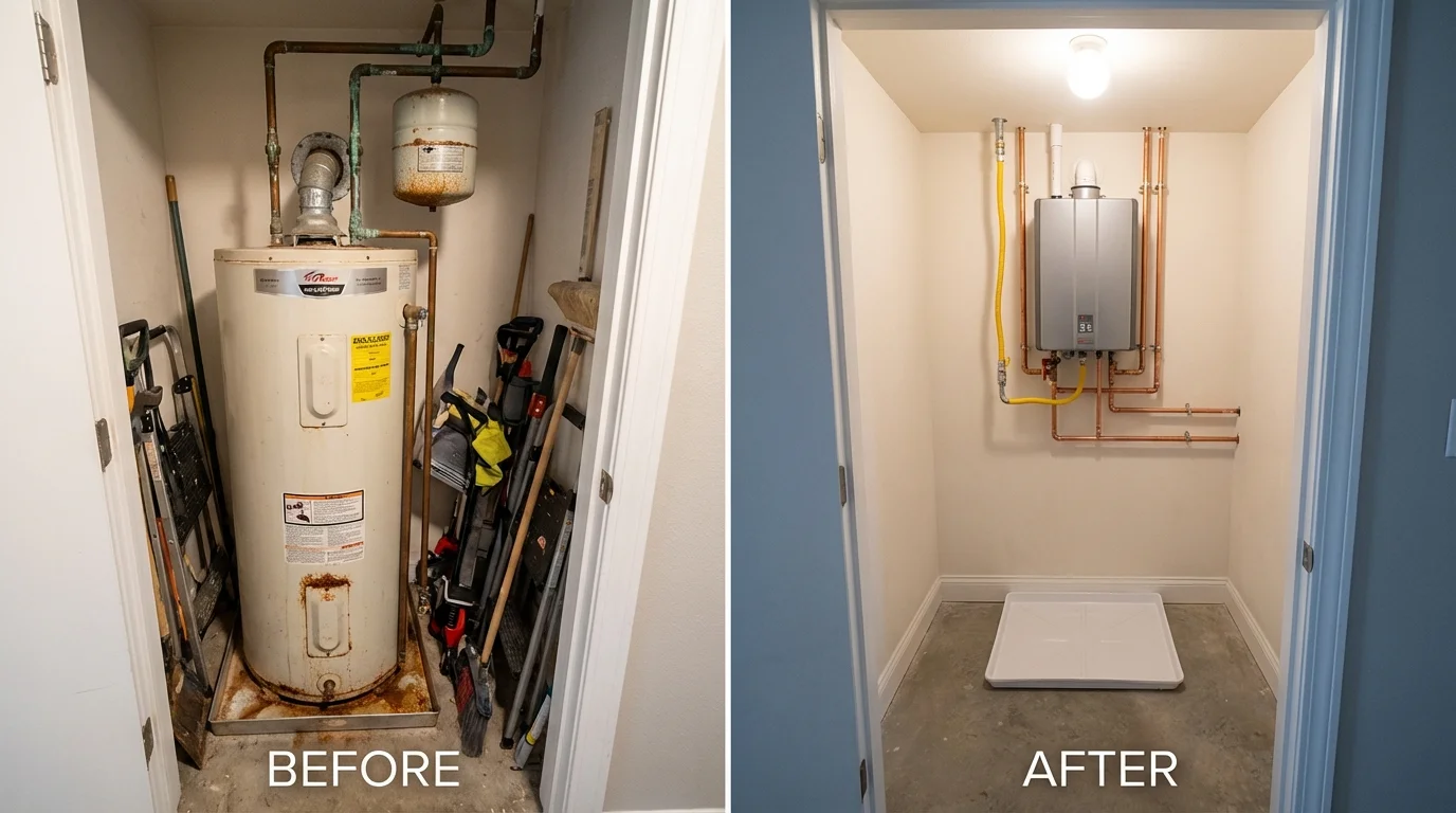 Tank water heater versus wall-mounted tankless unit comparison for Richland, GA homeowners